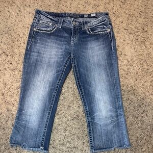 Miss Me Distressed Blue Cropped Jeans